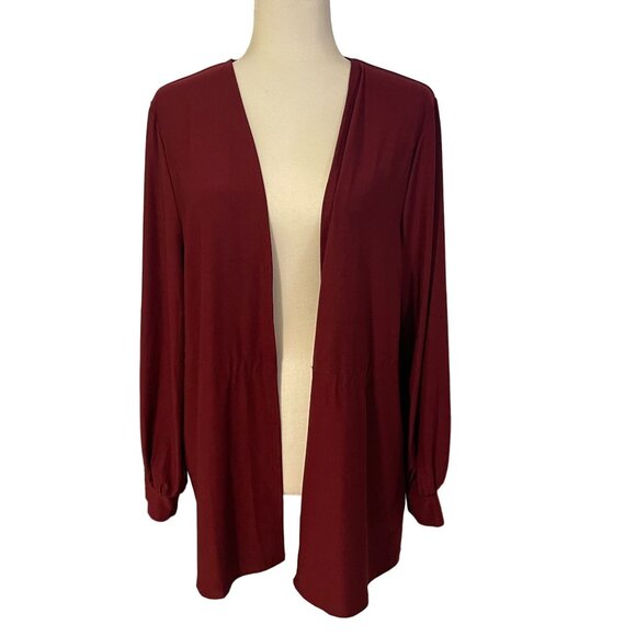 Wrapper Womens Open Front Cardigan XL Long Sleeve Lightweight Burgundy - Picture 1 of 4
